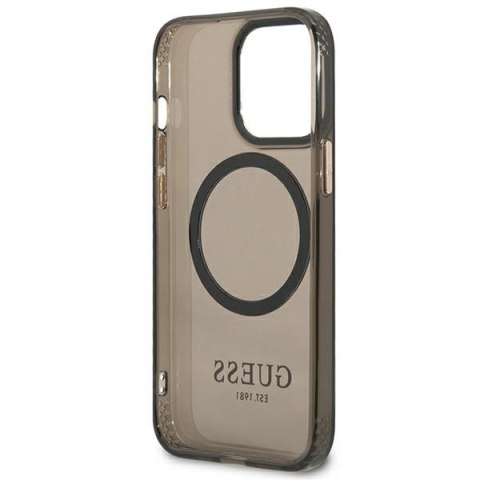 Etui iPhone 13 Pro Guess Gold Outline Translucent MagSafe czarne