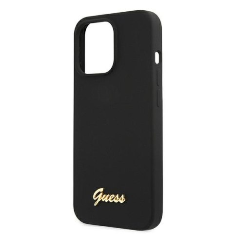 Etui na telefon iPhone 13 Pro Guess Silicone Gold Logo czarne