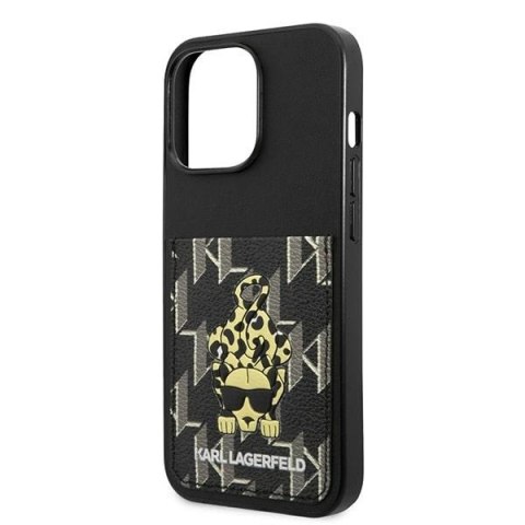 Etui na telefon iPhone 13 Pro Karl Lagerfeld czarne Karlimals Cardslot