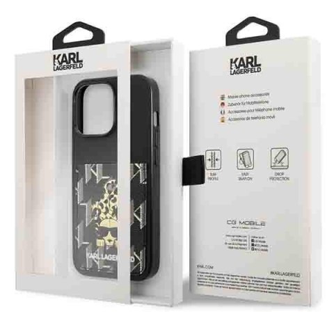 Etui na telefon iPhone 13 Pro Karl Lagerfeld czarne Karlimals Cardslot