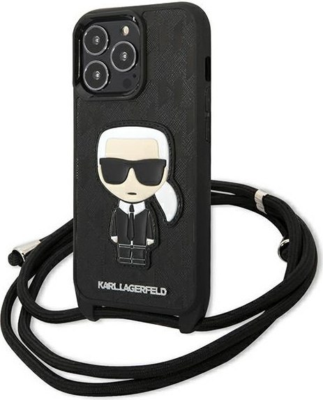 Etui na telefon iPhone 13 Pro Karl Lagerfeld Leather Monogram Patch