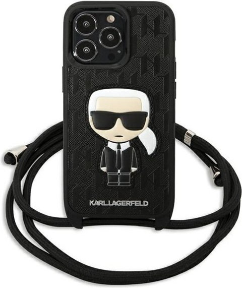 Etui na telefon iPhone 13 Pro Karl Lagerfeld Leather Monogram Patch