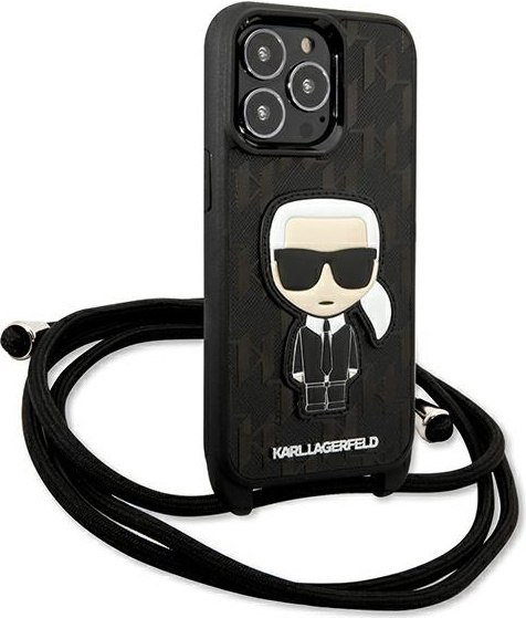 Etui na telefon iPhone 13 Pro Karl Lagerfeld Leather Monogram Patch