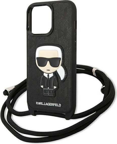 Etui na telefon iPhone 13 Pro Karl Lagerfeld Leather Monogram Patch