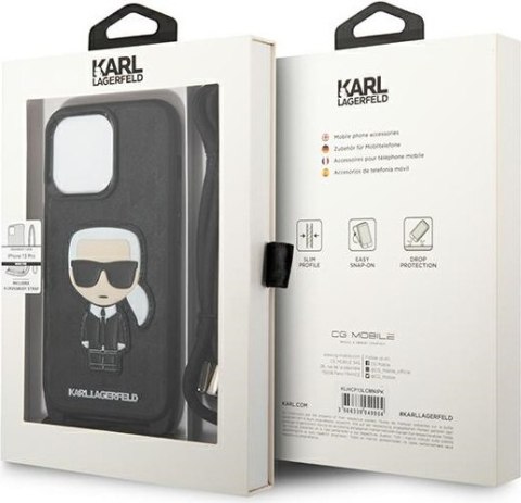 Etui na telefon iPhone 13 Pro Karl Lagerfeld Leather Monogram Patch