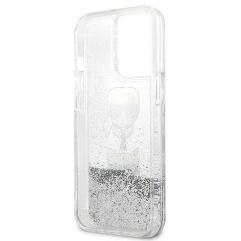 Etui na telefon iPhone 13 Pro Karl Lagerfeld Liquid Glitter srebrne