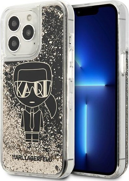 Etui na telefon iPhone 13 Pro Karl Lagerfeld czarne Liquid Glitter