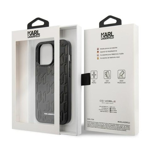 Etui na telefon iPhone 13 Pro Karl Lagerfeld czarne Monogram Plaque