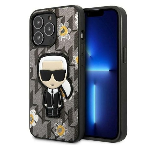 Etui na telefon iPhone 13 Pro Karl Lagerfeld Flower Ikonik szare