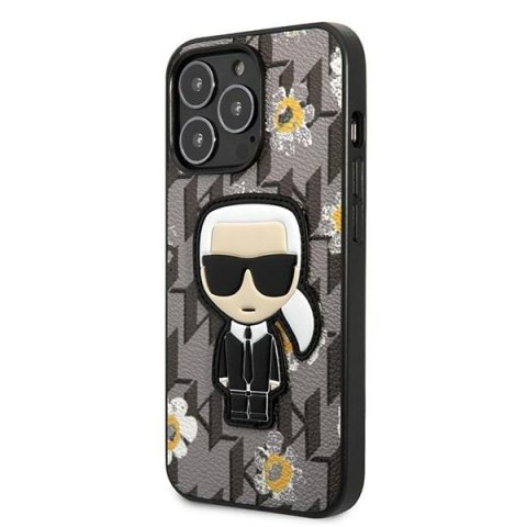 Etui na telefon iPhone 13 Pro Karl Lagerfeld Flower Ikonik szare