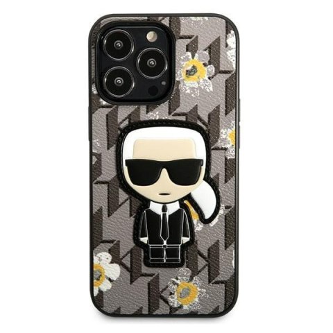 Etui na telefon iPhone 13 Pro Karl Lagerfeld Flower Ikonik szare