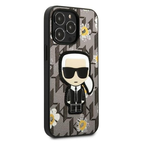 Etui na telefon iPhone 13 Pro Karl Lagerfeld Flower Ikonik szare