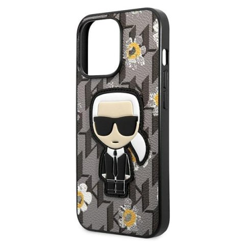 Etui na telefon iPhone 13 Pro Karl Lagerfeld Flower Ikonik szare