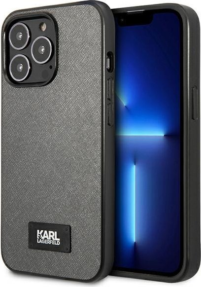 Etui na telefon iPhone 13 Pro Karl Lagerfeld Saffiano srebrne