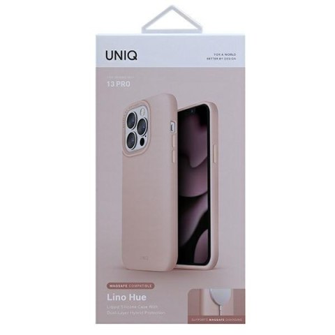 Etui na telefon iPhone 13 Pro UNIQ Lino Hue różowy - elegancka ochrona