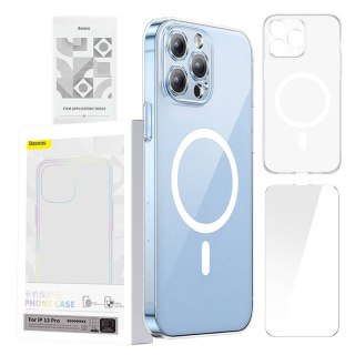 Etui iPhone 13 Pro Baseus Magnetic Crystal Clear (transparentne) + szkło hartowane + zestaw czyszczący