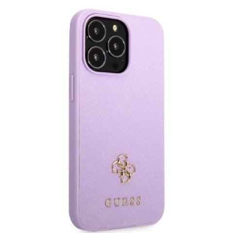 Etui na telefon iPhone 13 Pro Guess GUHCP13LPS4MU purpurowe Saffiano