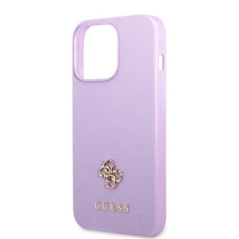 Etui na telefon iPhone 13 Pro Guess GUHCP13LPS4MU purpurowe Saffiano