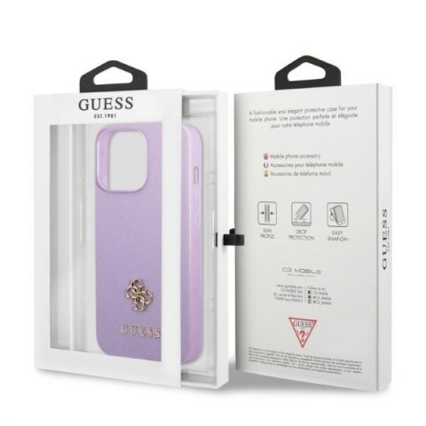 Etui na telefon iPhone 13 Pro Guess GUHCP13LPS4MU purpurowe Saffiano