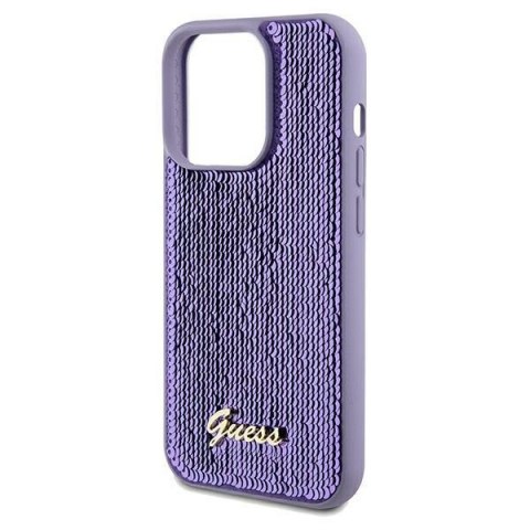 Etui iPhone 13 / 13 Pro Guess fioletowe hardcase Sequin Script Metal