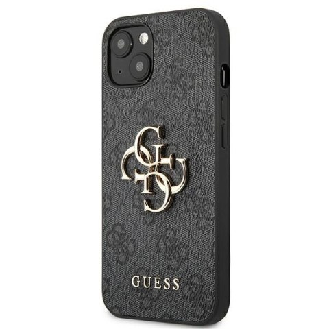 Etui na telefon iPhone 13 Guess szare hardcase z metalowym logo 4G