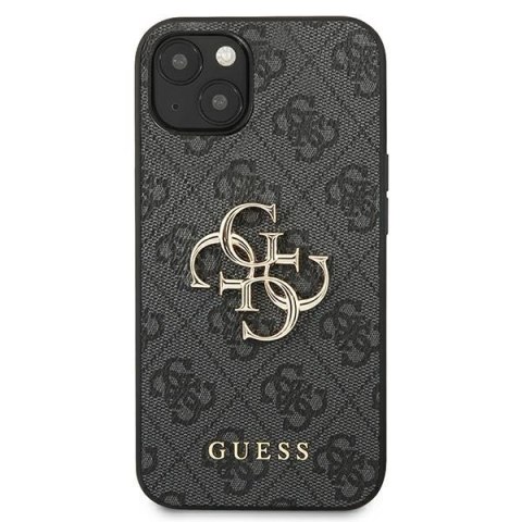 Etui na telefon iPhone 13 Guess szare hardcase z metalowym logo 4G