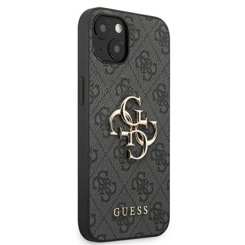 Etui na telefon iPhone 13 Guess szare hardcase z metalowym logo 4G