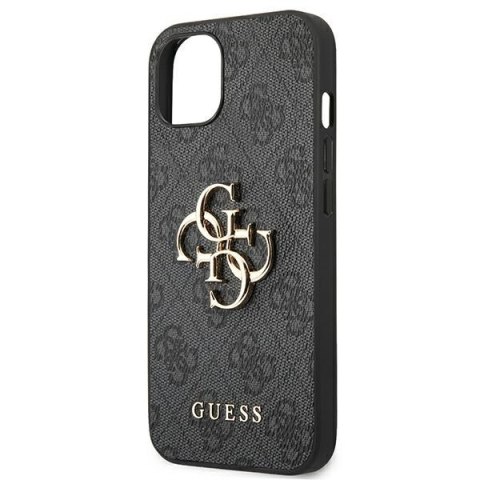 Etui na telefon iPhone 13 Guess szare hardcase z metalowym logo 4G