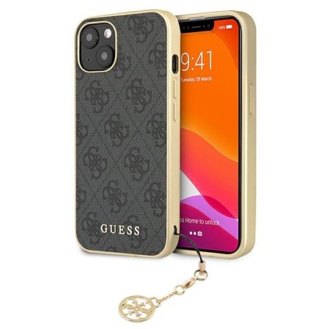 Etui na telefon iPhone 13 Guess szare hardcase 4G Charms Collection