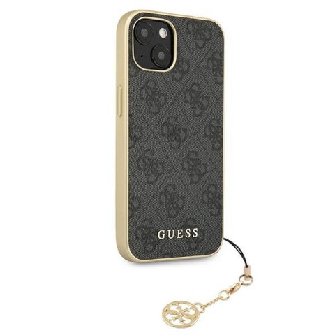 Etui na telefon iPhone 13 Guess szare hardcase 4G Charms Collection