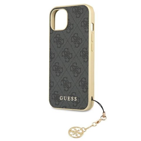 Etui na telefon iPhone 13 Guess szare hardcase 4G Charms Collection