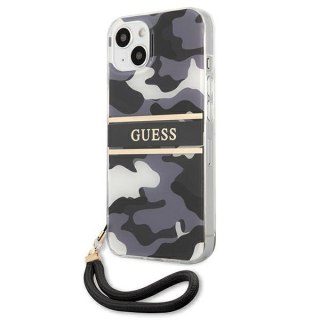 Etui na telefon iPhone 13 Guess czarne hardcase Camo Strap Collection