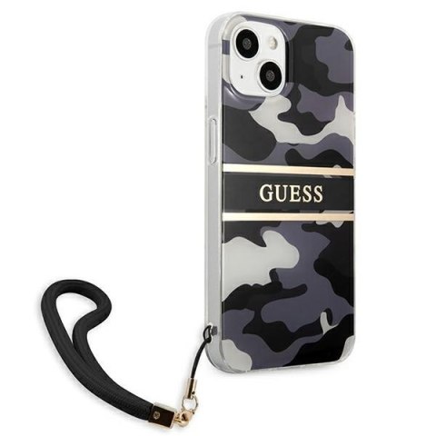 Etui na telefon iPhone 13 Guess czarne hardcase Camo Strap Collection