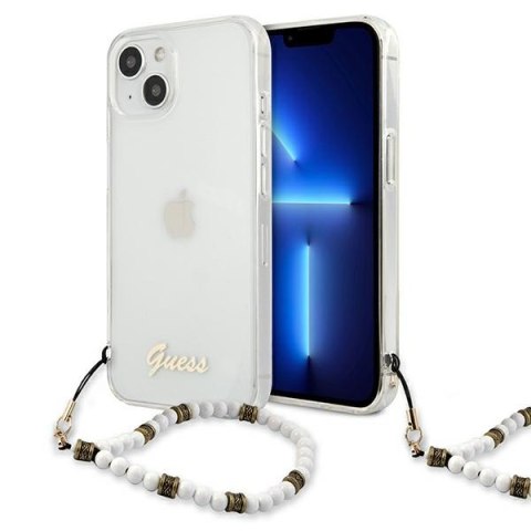 Etui na telefon iPhone 13 Guess przezroczyste hardcase White Pearl