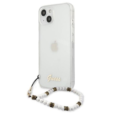 Etui na telefon iPhone 13 Guess przezroczyste hardcase White Pearl