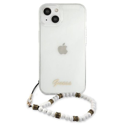 Etui na telefon iPhone 13 Guess przezroczyste hardcase White Pearl