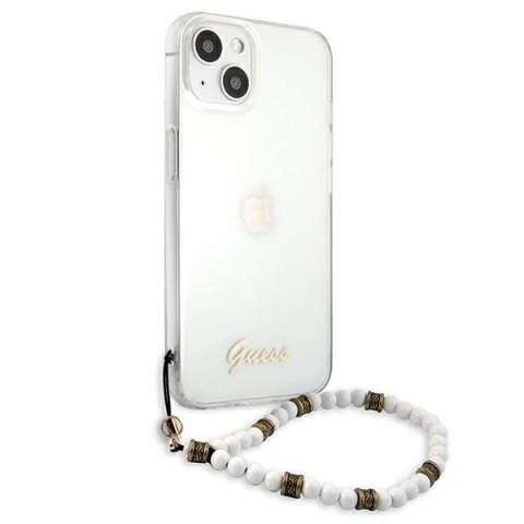 Etui na telefon iPhone 13 Guess przezroczyste hardcase White Pearl