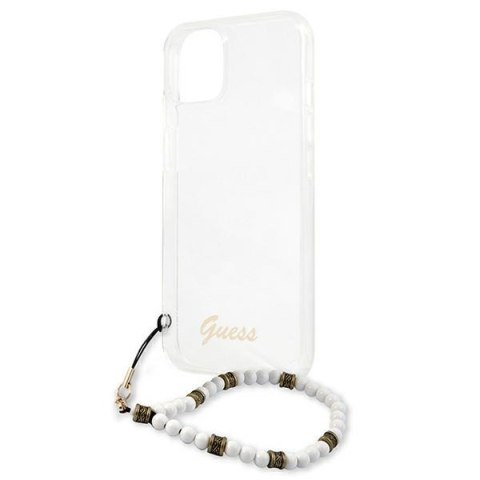 Etui na telefon iPhone 13 Guess przezroczyste hardcase White Pearl