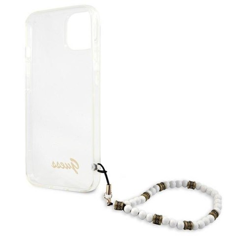 Etui na telefon iPhone 13 Guess przezroczyste hardcase White Pearl