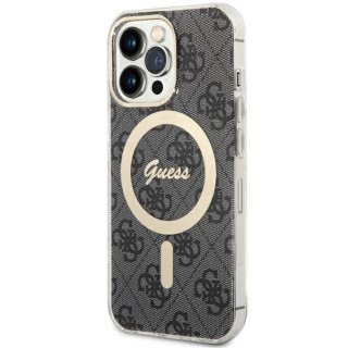 Etui na telefon iPhone 13 Pro Guess 4G MagSafe czarne - eleganckie i trwałe