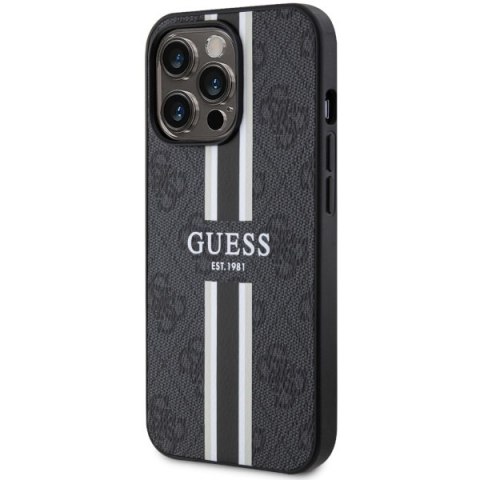 Etui na telefon iPhone 13/13 Pro Guess 4G MagSafe czarne paski