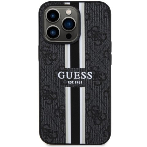 Etui na telefon iPhone 13/13 Pro Guess 4G MagSafe czarne paski