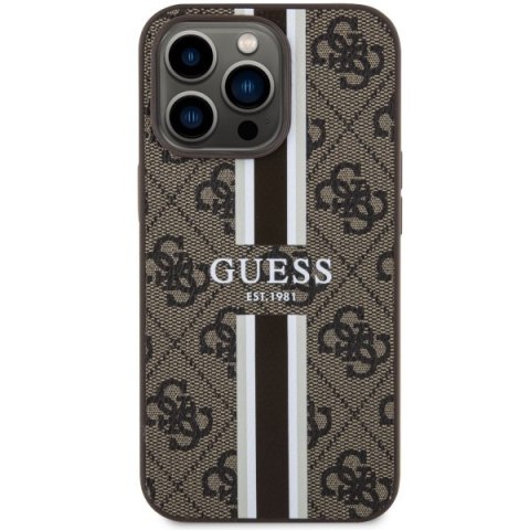 Etui na telefon iPhone 13/13 Pro Guess 4G MagSafe brązowe paski