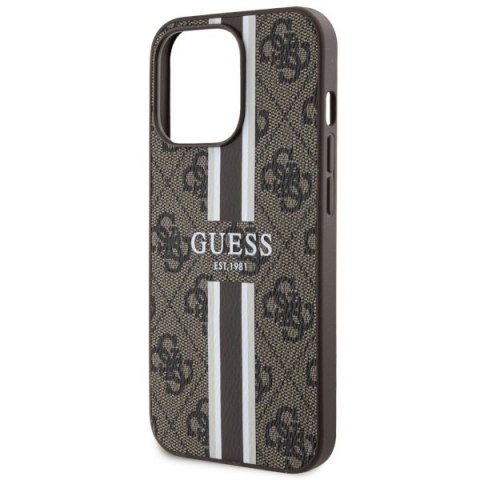 Etui na telefon iPhone 13/13 Pro Guess 4G MagSafe brązowe paski