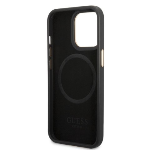 Etui na telefon iPhone 13 Pro Guess Peony MagSafe czarne