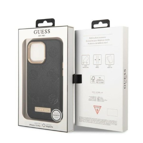 Etui na telefon iPhone 13 Pro Guess Peony MagSafe czarne