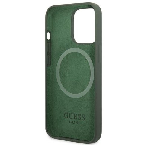 Etui na telefon iPhone 13 Pro Guess Silicone MagSafe zielone