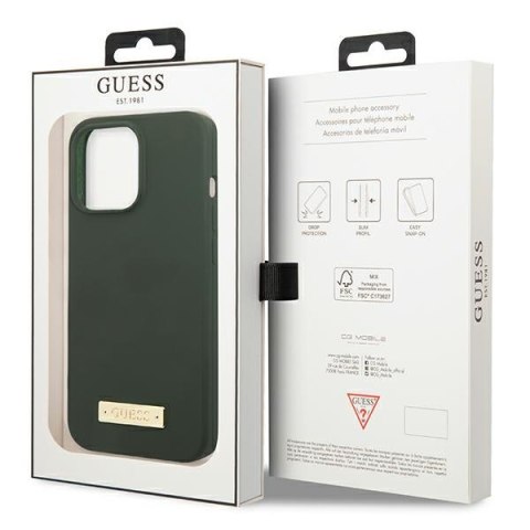 Etui na telefon iPhone 13 Pro Guess Silicone MagSafe zielone