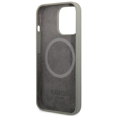 Etui na telefon iPhone 13 Pro Guess Silicone MagSafe szare