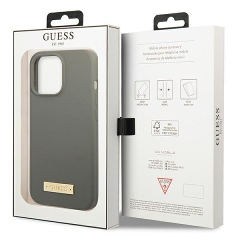 Etui na telefon iPhone 13 Pro Guess Silicone MagSafe szare